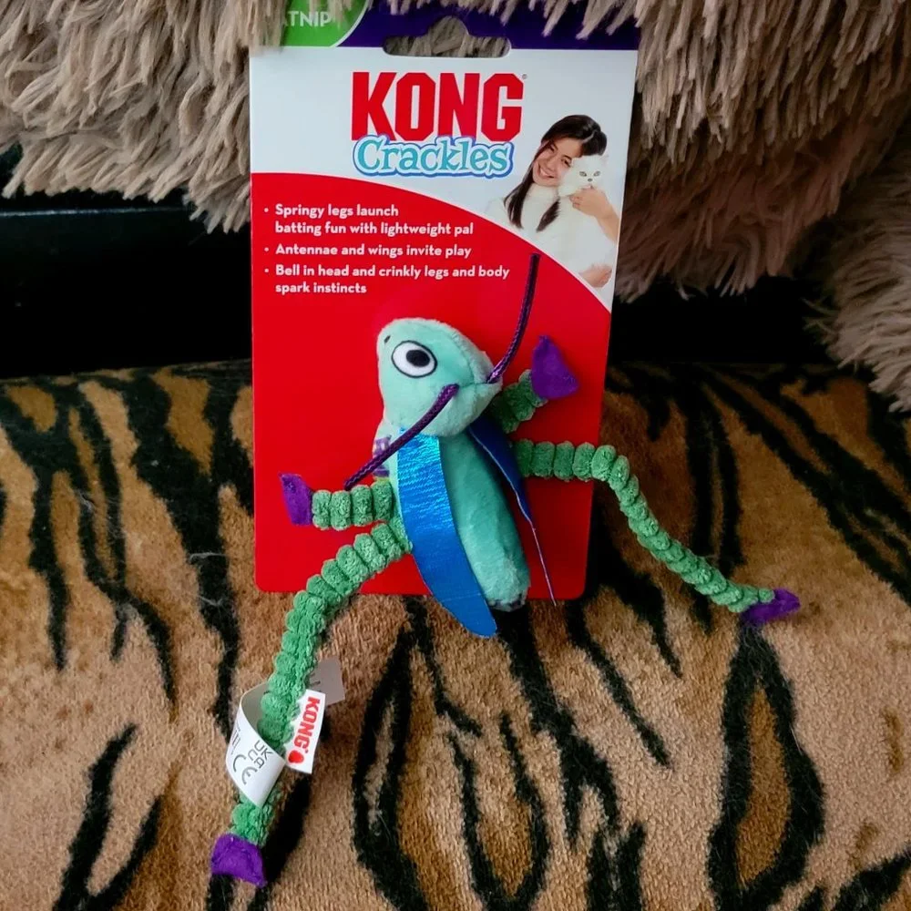 Kong Cat Grasshopper Crackles Toy w/ Catnip New!